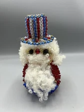 Vntg Beaded Safety Pin Uncle Sam July 4th light up Decoration table top TESTED