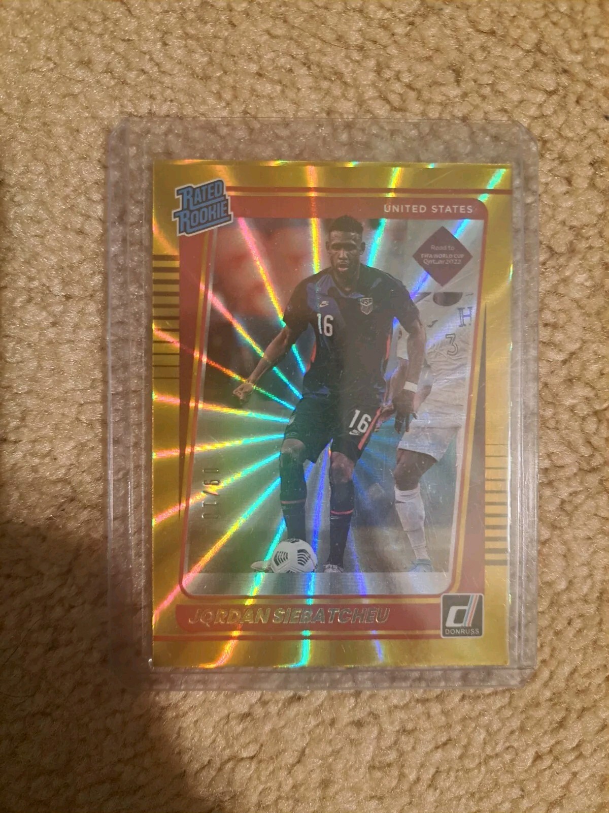 2021-22 Jordan Siebatcheu Panini Donruss Rated Rookie Gold Laser USMNT /10