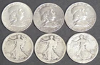 Benjamin Franklin Walking Liberty Half Dollar (2) 1917P 1941P 1960D 1963D 1963D