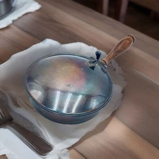 Vintage Silver Plate Silent Butler Crumb Catcher with Wood Handle 6 1/2" Tarnish