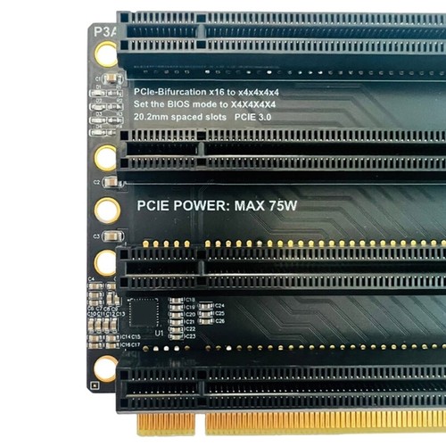PCIe-Bifurcation x16 to X4X4X4X4 Power Supply Gen3 Split Card Splitter Card - Afbeelding 5 van 8