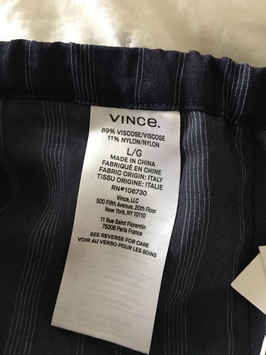 NWT VINCE FINE VARIEGATED STRIPE BLUE CULOTTE CROPPED BLUE PANTS SIZE L - Picture 5 of 7