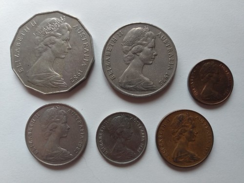 Lot of 6 Coins of Australia Decimal Set 1 to 50 Cents 1973-1983 Elizabeth VF+ - Picture 2 of 14