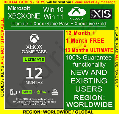 Xbox Live Game Pass Ultimate 1 Month Membership Key Region Free