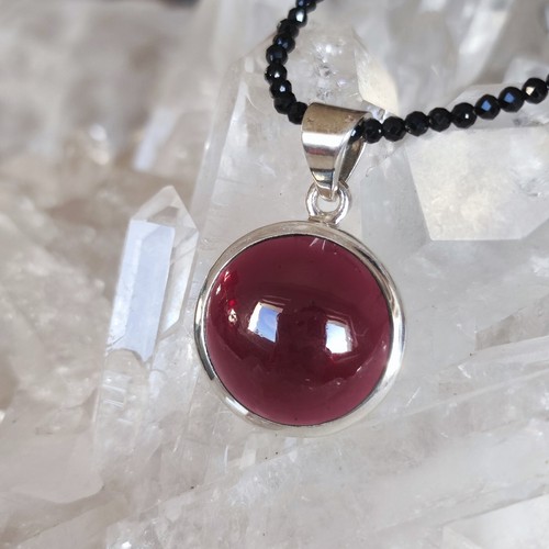 Colgante cabujón piedra curativa granate plata de ley 925 hecho a mano rareza A1434 - Imagen 3 de 6