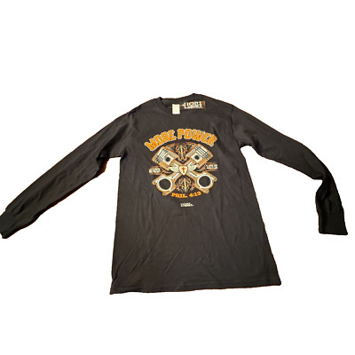 NEWTAGS Light Source UNISEX Black L/Sleeve T-Shirt MORE POWER Religious Sz S