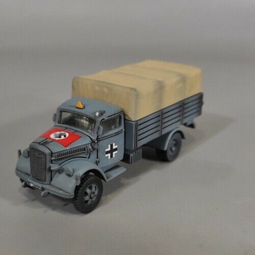 Camión médico Opel a escala 1/72 del ejército alemán Segunda Guerra Mundial vehículo gris + modelo de cobertizo beige - Imagen 1 de 6