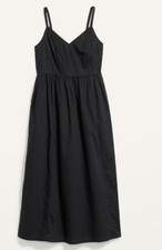 NEW Old Navy Black Maxi Cotton Poplin Swing Beach Dress Small