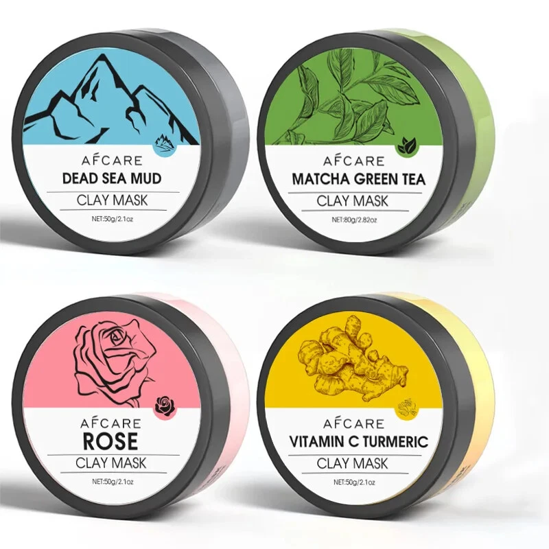 Novo conjunto de máscaras de argila 4 peças máscara de argila de vitamina C açafrão máscaras faciais de lama do mar morto... - Imagem 2 de 4