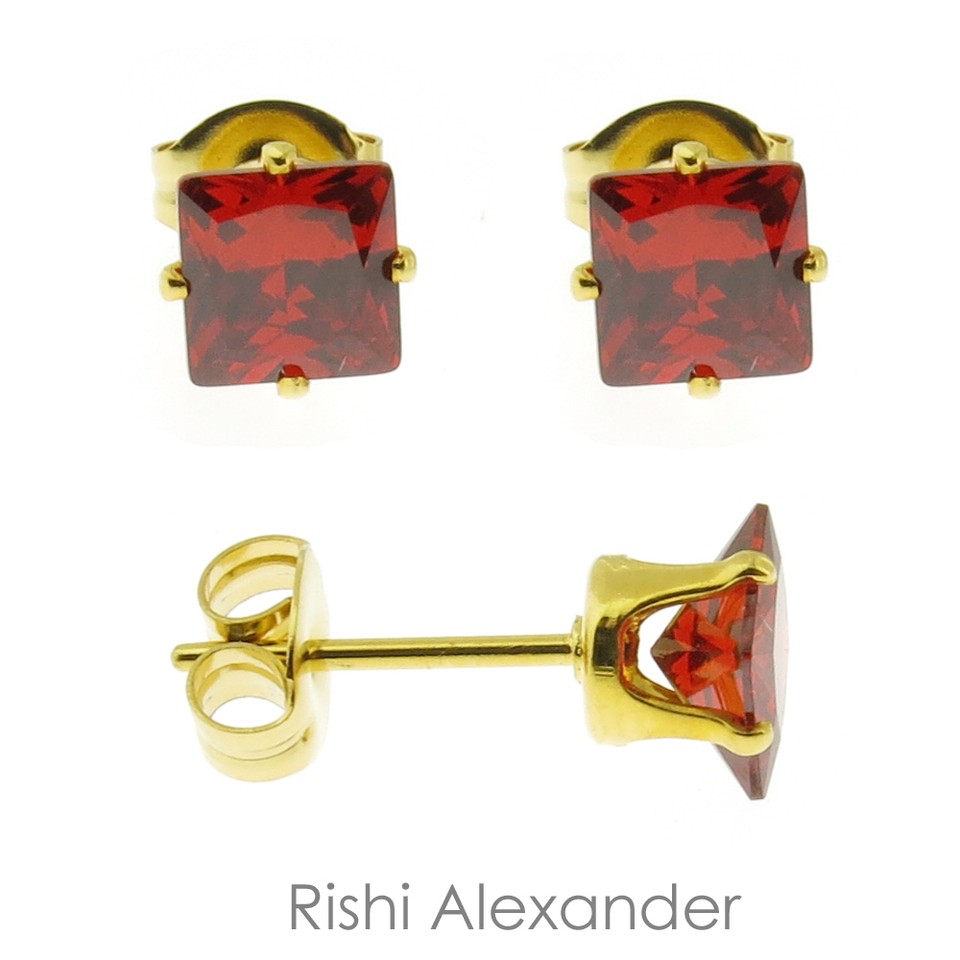 14k Gold Cz Stud Earrings With Butterfly Backings