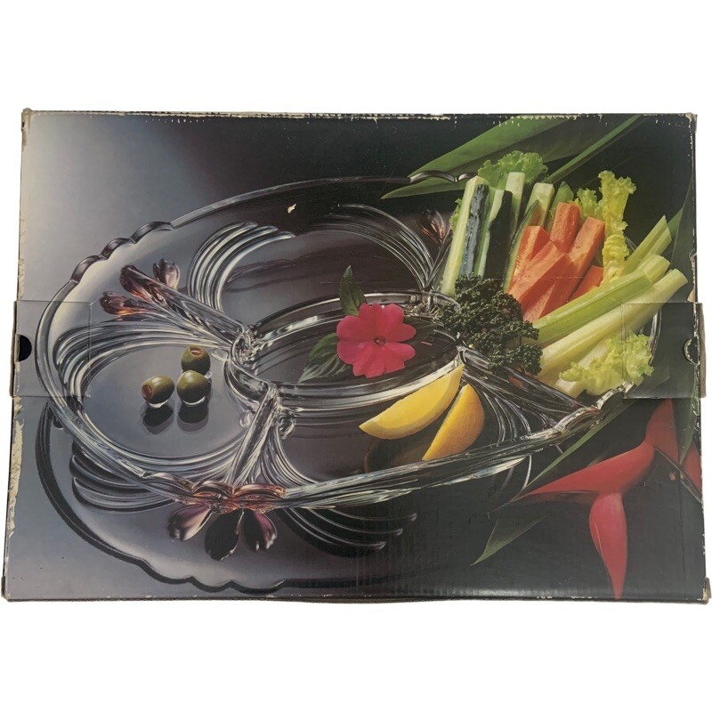 Vintage Mikassa French Bouquet Crystal Relish Vegetable Cheese