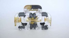 Clear transparent gray and gold rectangle square knot hair claw clip