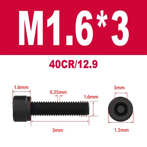 DIN912 12.9 legierter Stahl Zylinderschrauben Innensechskant M1.4-M3 - Bild 17 von 115