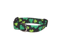 Wet Nose Designs Designer Shamrocks Dog Collar on Black St Patricks Day Irish
