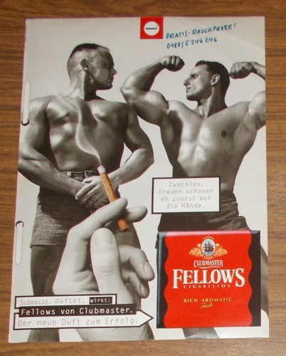 Seltene Werbung CLUBMASTER FELLOWS Cigarillos - Bodybuilder 1996