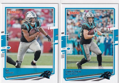 LOT (2) CHRISTIAN MCCAFFREY DJ MOORE CAROLINA PANTHERS - 2020 DONRUSS E4318