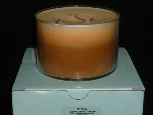 PartyLite Caramel Vanilla Pear Brulee 3 Wick Candle ~ New In Original Box - Picture 2 of 8
