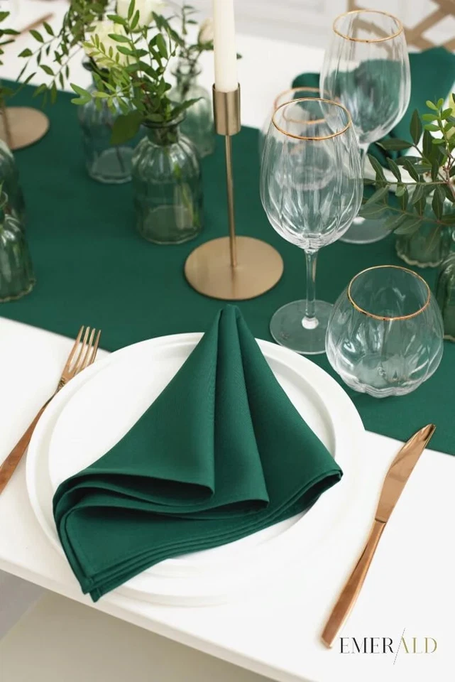 Dark Green 50 Piece Napkins Handcrafted Family Event Table Decor for Home Decor - Image 2 of 3