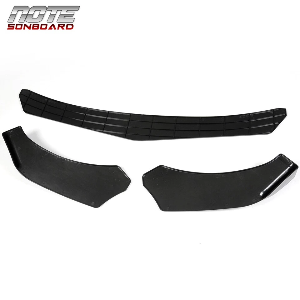 Universal Car 3pcs Front Bumper Lips Spoilers Chins Air Splitters Kit Black New - Imagem 4 de 4