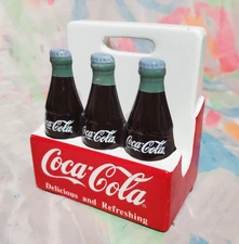 Coke Coca Cola Bottles Ceramic Napkin Holder ~ Vintage 1997 * FLAW Repaired