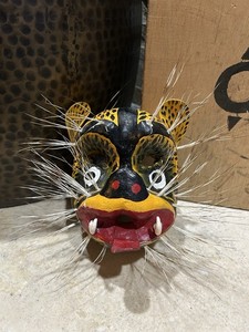 Vintage Handcrafted Mexican folk art jaguar mask- Tigre or Tecuani mask
