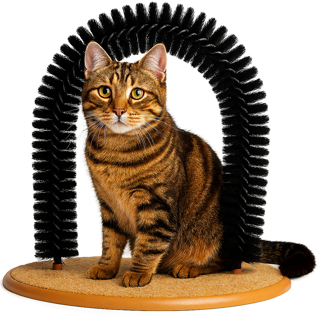 Cat Self Grooming Arch Kitten Massager Bristle Brush Scratcher Play Catnip