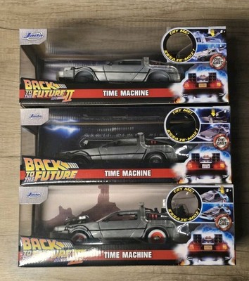 jada toys back to the future 1 2 3 Delorean Car Lot With Lights All New 