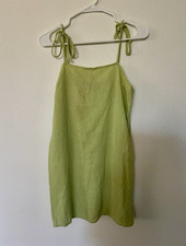 Urban Outfitters Urban Renewal Green Solid Slip Dress XS Short Linen