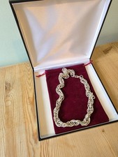 Heavy 925 Sterling Silver Chunky Twist Chain Necklace 130g Statement Jewellery