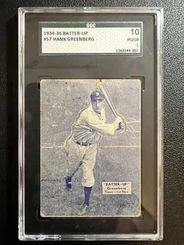 1933 R318 Batter Up #57 Hank Greenberg Rookie  Card RC HOF 1934 SGC 10 Very Rare