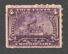Scott Rb30p Used F 4 Proprietary Battleship Hand-stamped Cancel