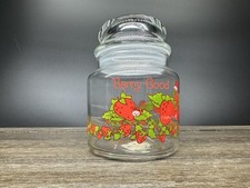 Vintage Strawberry Shortcake American Greetings Berry Good Glass Canister Jar