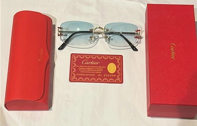 Cartier Big C Without Diamond Cut Blue/Terquise Frameless Lens NEW