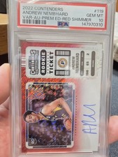 ANDREW NEMBHARD  2022 CONTENDERS ROOKIE RED SHIMMER RC AUTO /5 PSA 10 1/1 POP 1