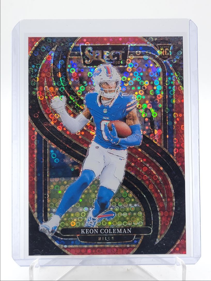 KEON COLEMAN 2024 SELECT PREMIER LEVEL ROOKIE RED DISCO PRIZM RC /49 Q4963
