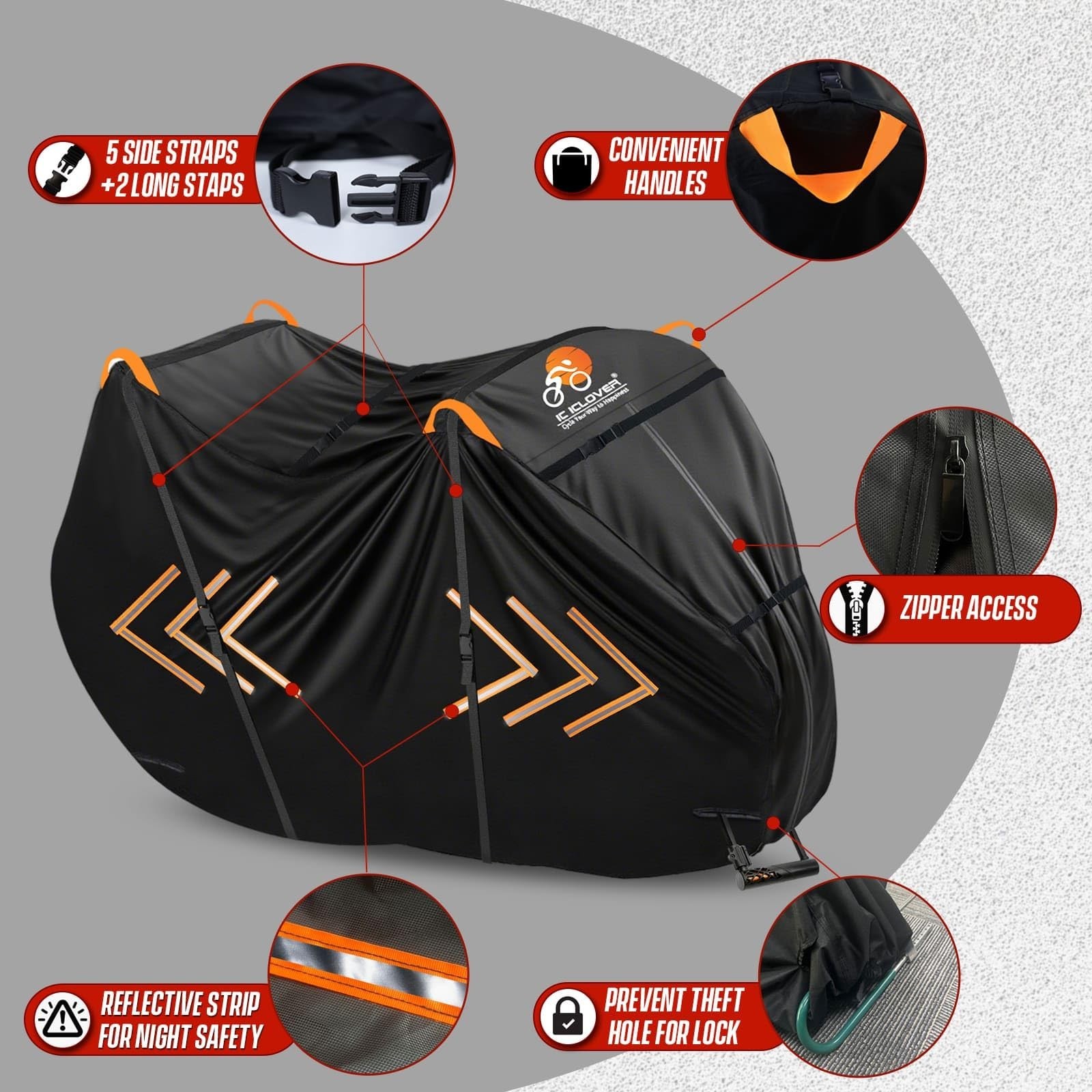 IC ICLOVER Bike Cover for Transport on Rack, Bicycle Covers for 2 Bikes on Re...