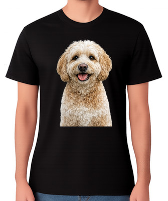 Cute Labradoodle Dog Portrait Illustration T-Shirt Curly Pet Lover Unisex Tee