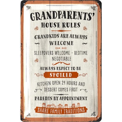 Grandparents House Rules Blechschild Retro Familie Vintage Metallschild 20x30cm