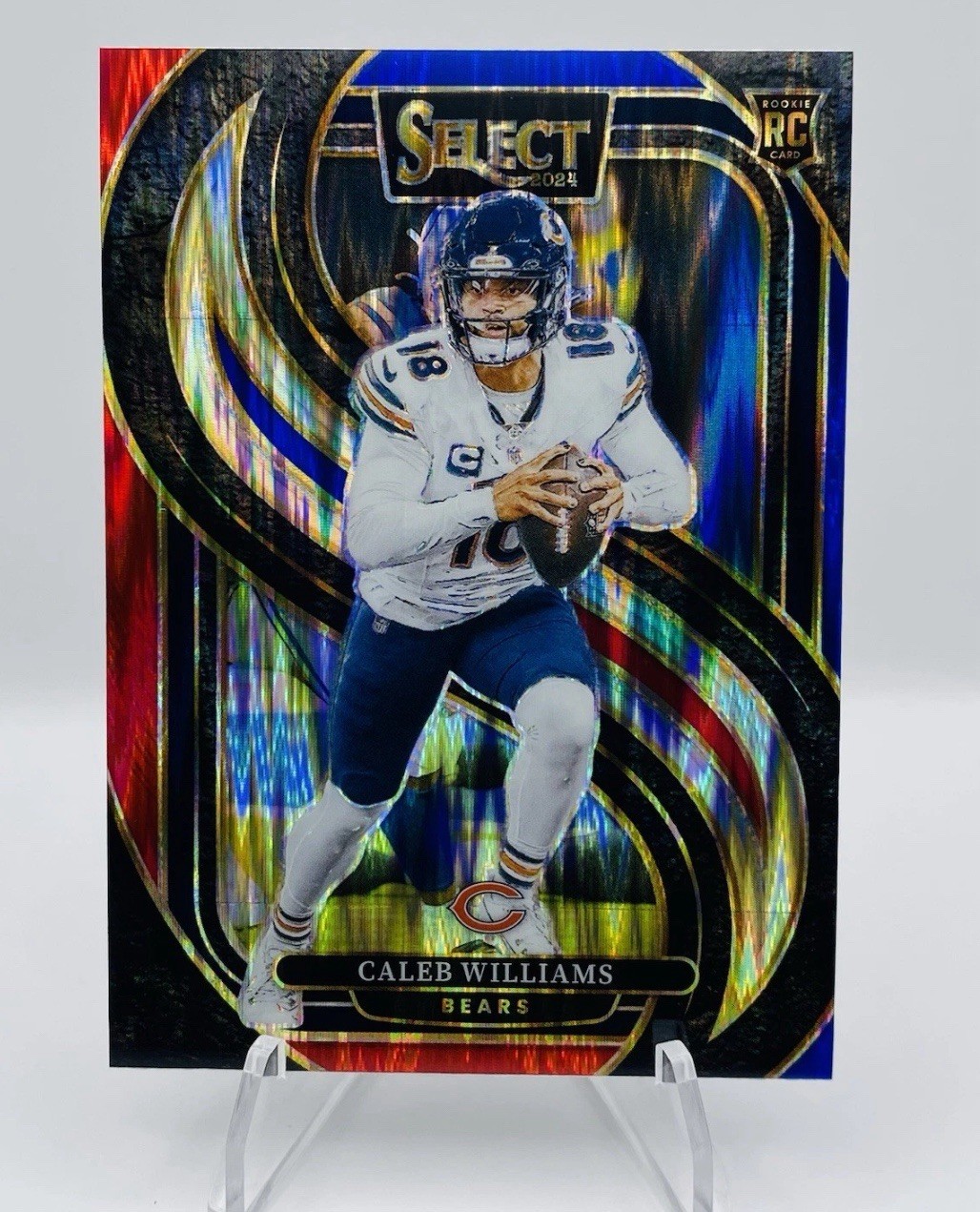 2024 Panini Select - Premier Level Caleb Williams #114 Red & Blue Shock Prizm...