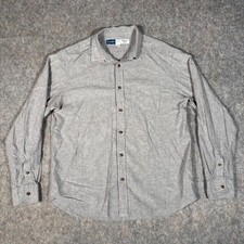 Old Navy Everyday Shirt Mens Large Gray Linen Blend Button Down LS Regular Fit
