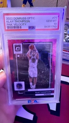 Panini Donruss Optic 2022-23 Klay Thompson Pink Velocity #71 11/79 PSA 10