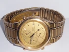 VINTAGE SEIKO 5T52-6828 ALARM QUARTZ CHRONOGRAPH WRISTWATCH. GOLD ON GOLD. WORKS