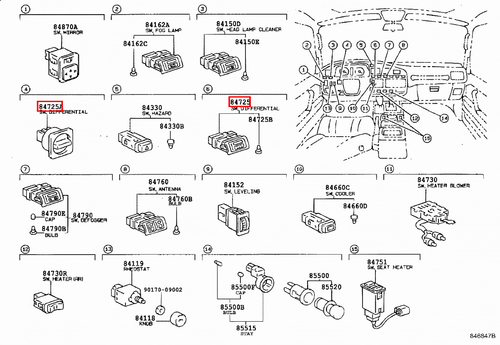 Genuine Toyota LandCruiser HDJ80 HDJ79 HDJ78 GRJ79 Front Rear Diff Lock Switch - Picture 6 of 20