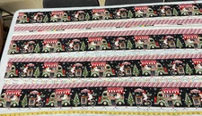 5 Long Christmas Fabric Pcs Laura Stone StudioE #4723 Snowmen Selling Snowcones