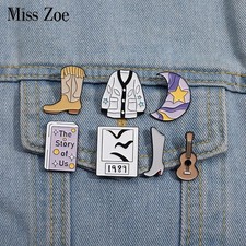 Sweater Boots Guitar Enamel Pins Custom The Story of Us Moon Brooches Lapel Badg