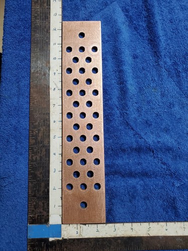 1 & 2-Hole Ground Bar 3/8 Stud 3/4" Sp Copper Busbar UGB 2.5 x 12.5" USED 