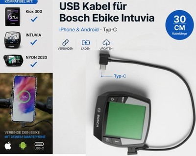 USB Kabel für Bosch Ebike Intuvia auf Smartphone mit USB C