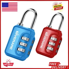 2 Pack Combination Lock, 3-Digit Padlock Keyless, Resettable Luggage Locks for B