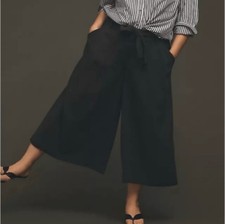 Anthropologie mauve wide leg tie waist cropped pants size medium
