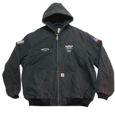 Carhartt J140 Duck Jacket Mens 2XL Tall Black Quilted Flannel Lined USA Made